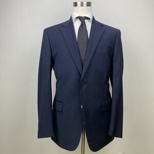 Calvin Klein Mens Slim fit Suit Jacket Blazer 46 R Navy Blue Solid Stretch